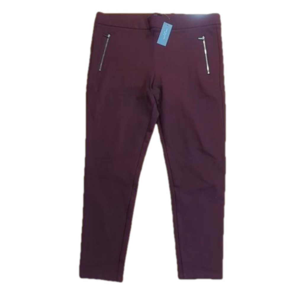 Ann Taylor NWT size LP Large petite burgundy pull on ponte feel pants